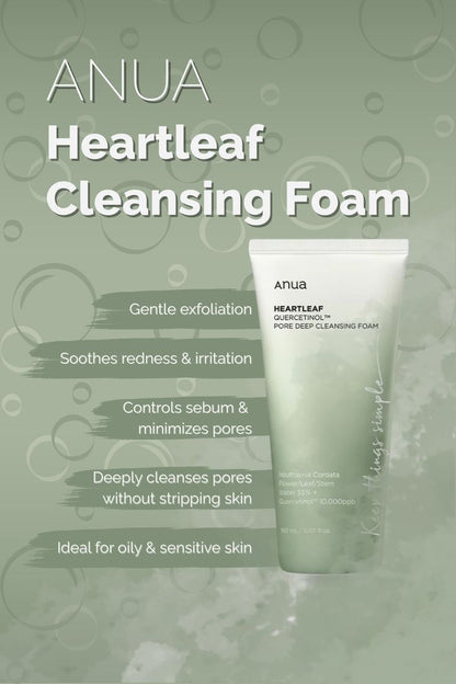 Anua Heartleaf Quercetinol Pore Deep Cleansing Foam (150ml)